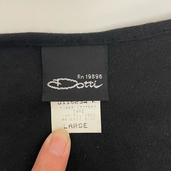 DOTTI Vintage Made in‎ USA black shortsleeve wrap tunic top size Large - Picture 6 of 10